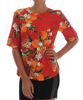Dolce & Gabbana Orange Print Crystal-Embellished Blouse -   -  Dolce & Gabbana.